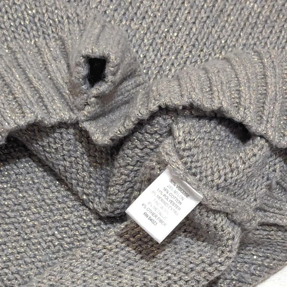 Banana Republic | Knit Sweater | Gray & Gold Sparkles | Winter | Rolled Sleeve | - Picture 6 of 6